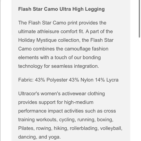 Ultracor Flash Star Camo Ultra High Legging XXS - Picture 3 of 10